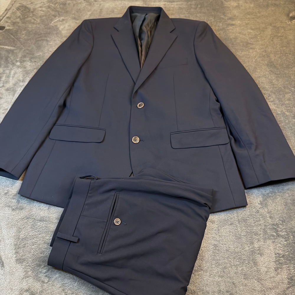Amazon Essentials Classic‎ Blazer Mens 40 Navy Blue Stretch Two Button 32x32"